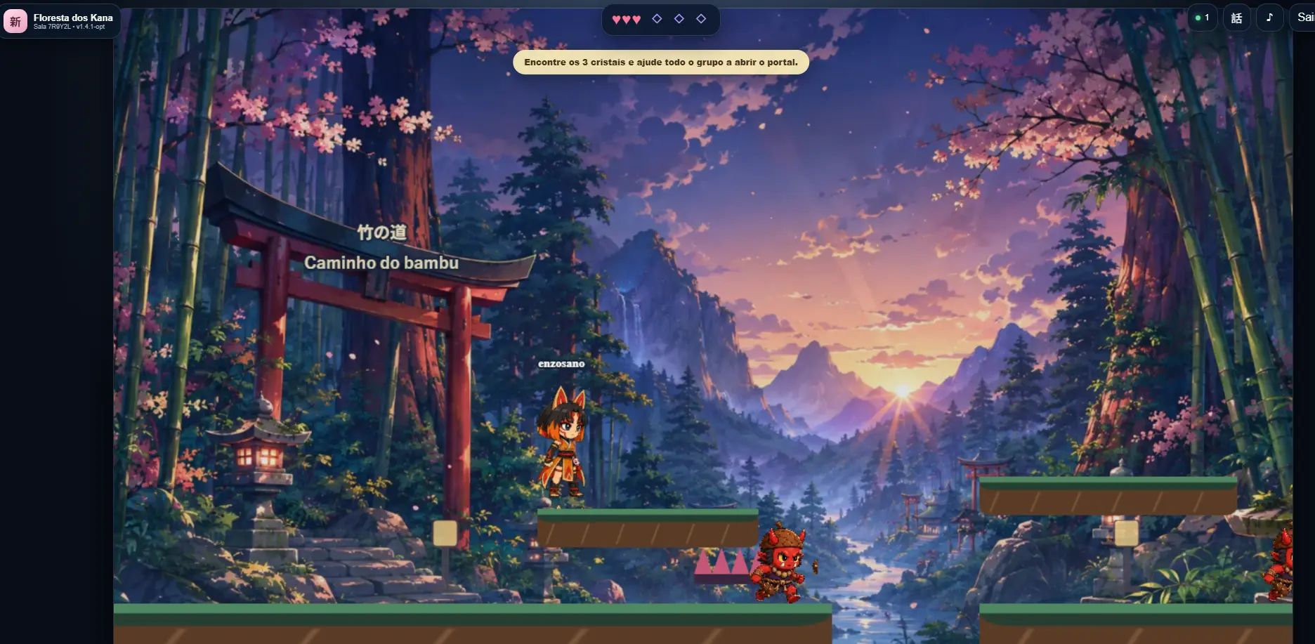 Jogo de plataforma Floresta do Kana